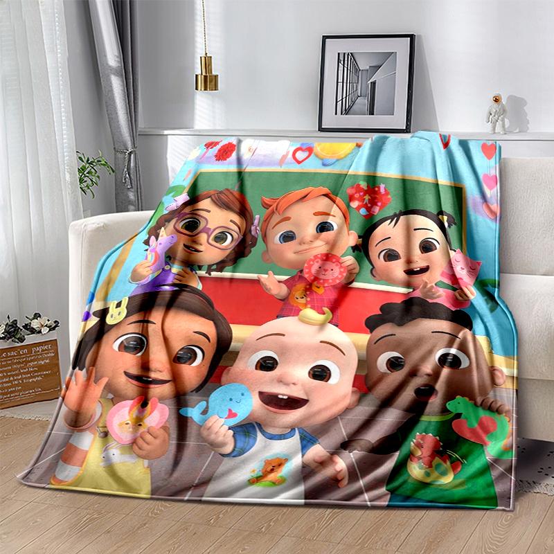 Cocomelon Flannel Blanket Soft Warm All-Season Throw, Design for Camping, Car Travel, Hiking Sofa, Bed, Office Perfect Gift for Parties