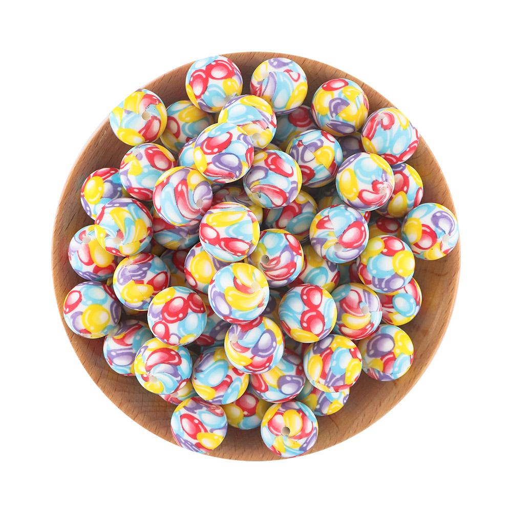 15MM Leopard Silicone Printed Beads 20pcs For Making DIY Jewelry Accessories Bracelet Necklace Making