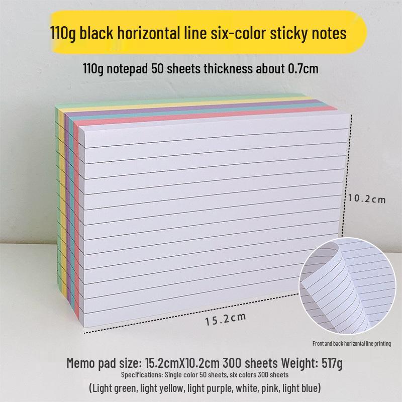 Retro Extra Large 4-Inch Desktop Index Cards with Horizontal Line Sticky Notes, 230g Thick Cardstock
