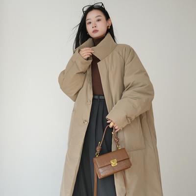 Nouvelle Veste Matelassée en Coton Femme Hiver Longue Style Coréen Ample Manteau Matelassé en Coton Par-dessus le Genou.