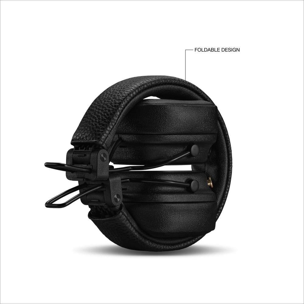 Marshall Major V Wireless On-Ear Headphones, Black, Bluetooth, 100 Hours of Playtime, Qi Charging, and Call Support [Official Japanese Product]