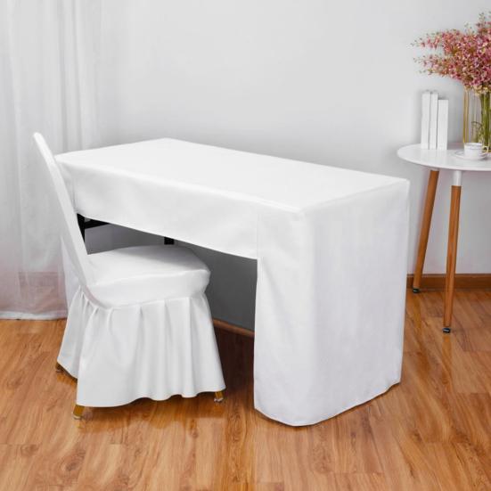 Fitted Tablecloth Polyester Open Back Table Cover Solid Color Washable Table Cloth for Meeting Party Wedding Banquet Birthday Decor