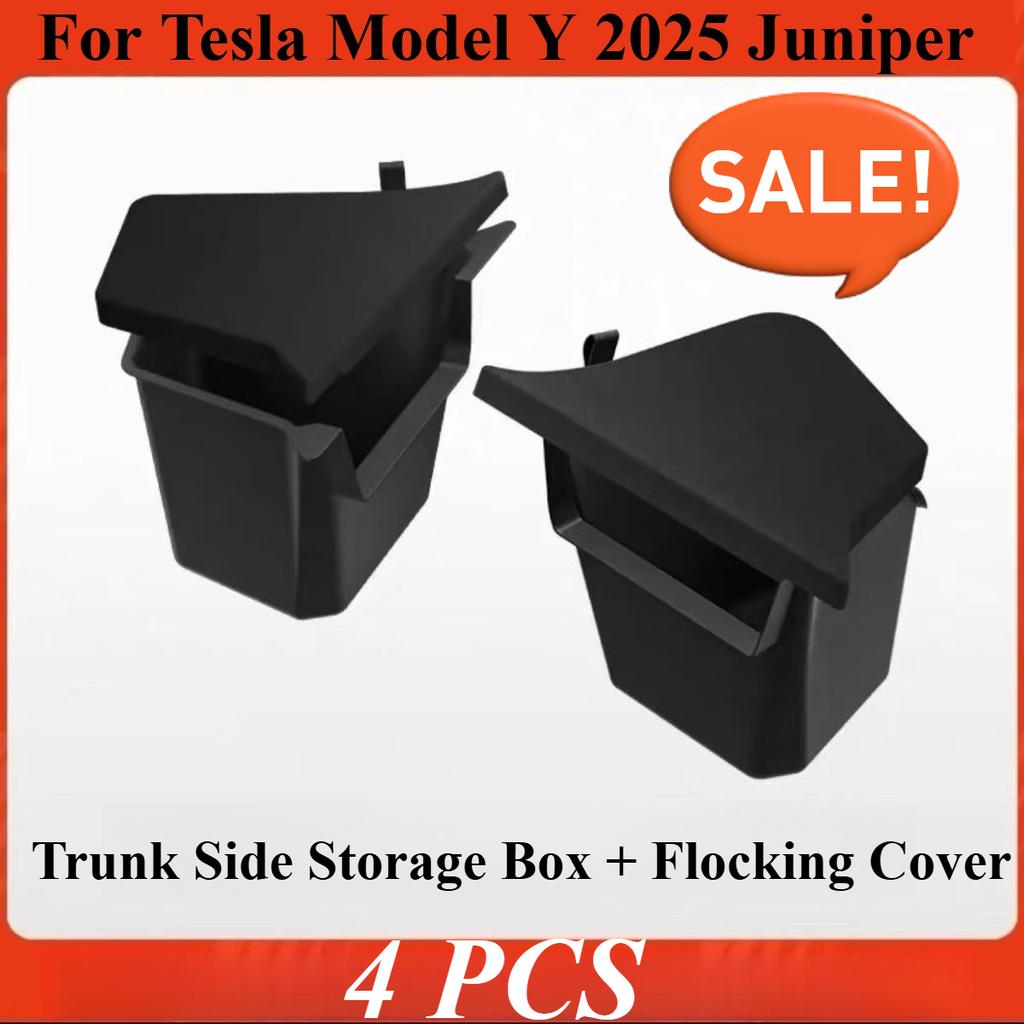 Trunk Organizer Launch Refresh 2025 Rear Trunk Storage B Side Box Organiser For Tesla Model Y Juniper TPE Accessories