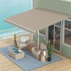 Awnings Sun Protection Retractable With Hand Crank Metal Frame Polyester White And Beige 3.95 X 2.45 M