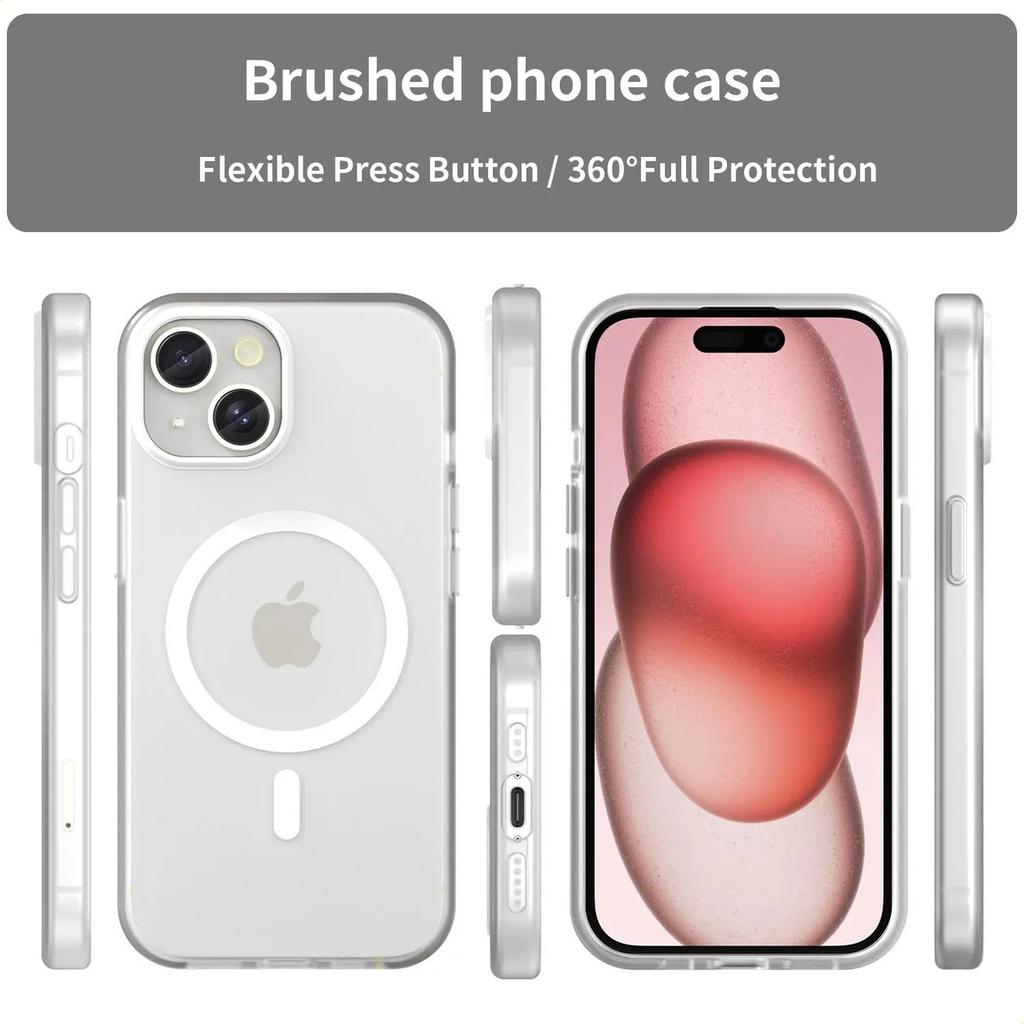 Magnetic Phone Case For iPhone 15 Matte Magnetic Protective Cover