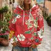 Women's Floral Print Casual Hoodie with Pocket and Long Sleeve Top