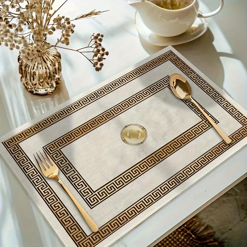 6er Set Moderne Luxus Europäischer Stil Goldenes Geometrisches Muster Tischsets, Saisonale Tägliche Feiertagsdekoration, Geeignet für Zuhause Küche Esszimmer