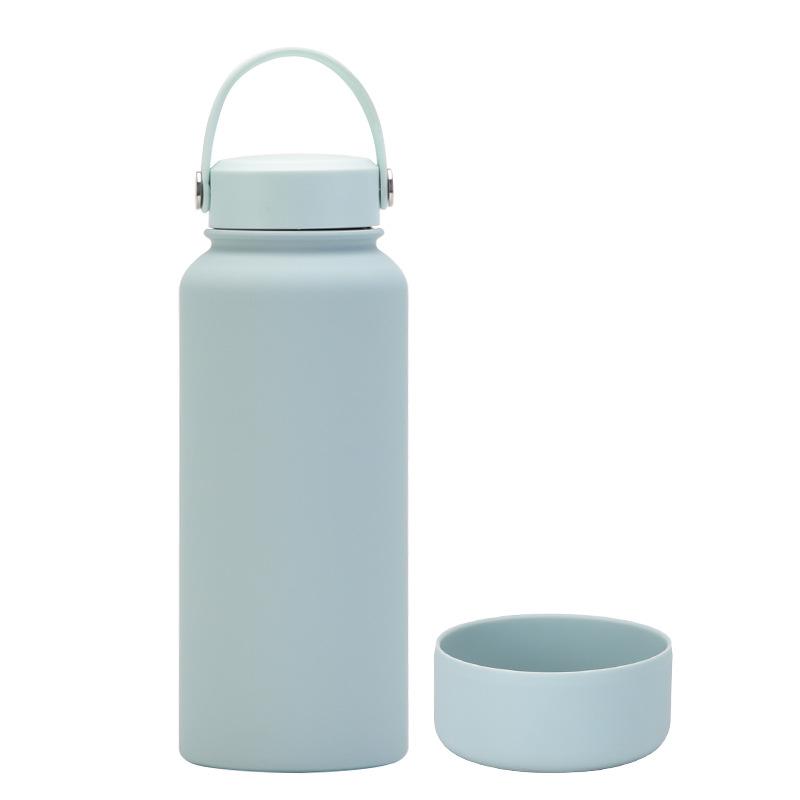 1L Large-Capacity Thermos Cup With Non-Slip Bottom, Portable Outdoor Sports Kettle, Frosted Water Cup