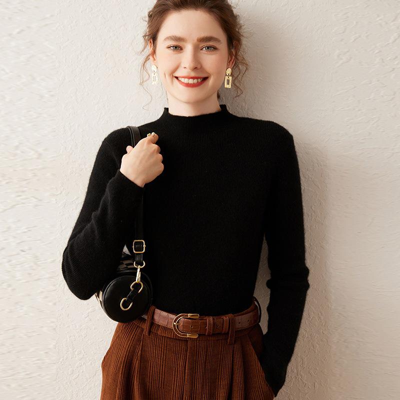 Women's Soft Cashmere Half-High Neck Sweater – Perfect for Daily Wear, Commuting, and Layering