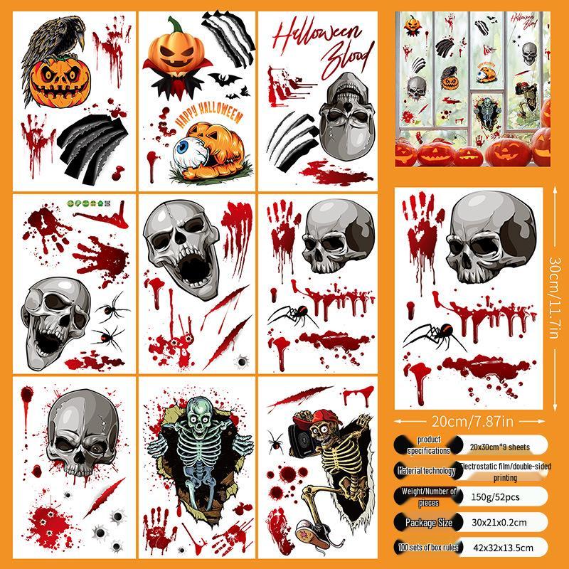 Halloween Witch & Mummy Window Stickers for Family Party & Shop Decoration