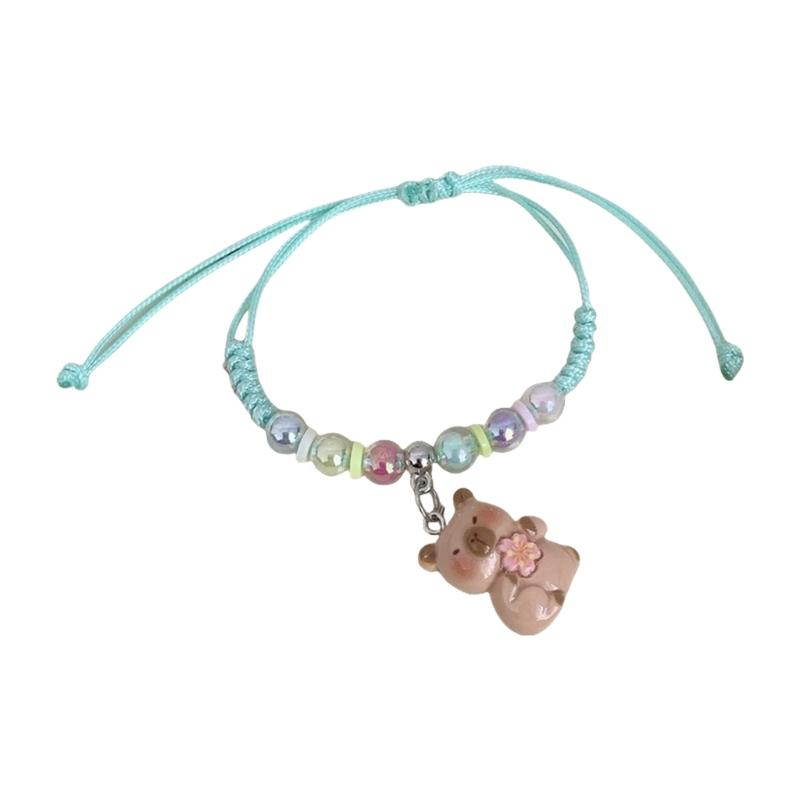 Colorful Macaron Rope Bracelet For Kids With Cute Cartoon Capybara Designs And Adjustable Soft Strap Perfect For Gifts