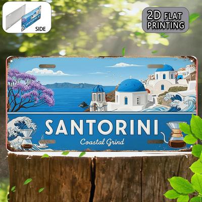 D Flat D Flat Printing Pc Vintage Sign Outdoor Plaque Wall Decoration(x ) Santorini Coastal Style Vintage M