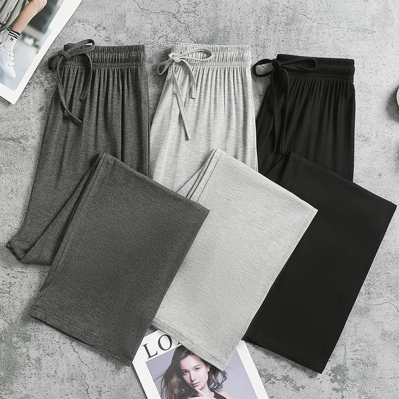 1013 grey modal straight wide-leg pants women's summer thin loose high waist drape casual pajama pants sunscreen pants