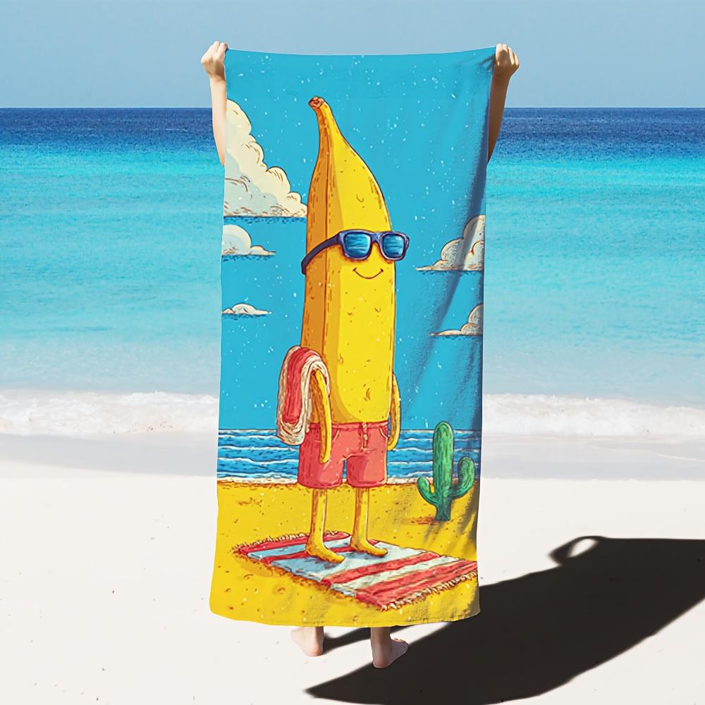 Funny Banana Beach Towel - Cartoon Fruit With Sunglasses, Summer Vacation, Quick Dry, Multiple Sizes