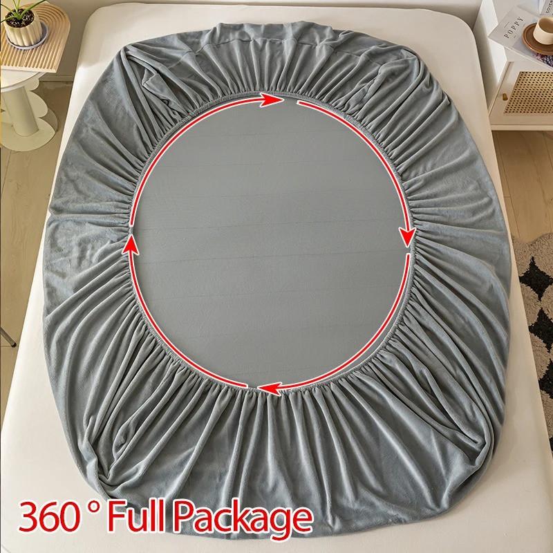 High-quality Soft Velvet Fitted Sheet with Elastic Bands Non Slip Adjustable Mattress Covers for Single Double King Queen Bed 160x200cm
