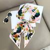 Luxury Design Silk Skinny Headwear Scarf Women Print Spring Neck Tie Hair Hand Bag Ribbon Wrist Belt Foulard Headband Lady