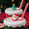 Creative Christmas Mug Christmas Tree Ceramic Water Cup High-end with Lid Straw Ceramic Cup