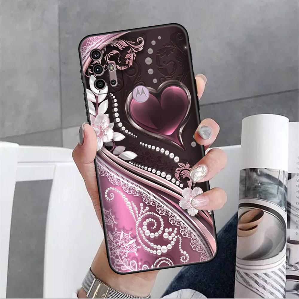 

Чохол для Motorola G30 G60 G22 G9 Play G82 G52 G8 G9 G50 One Fusion Edge 20 Black Soft Phone Capas Love Bow Edge 20