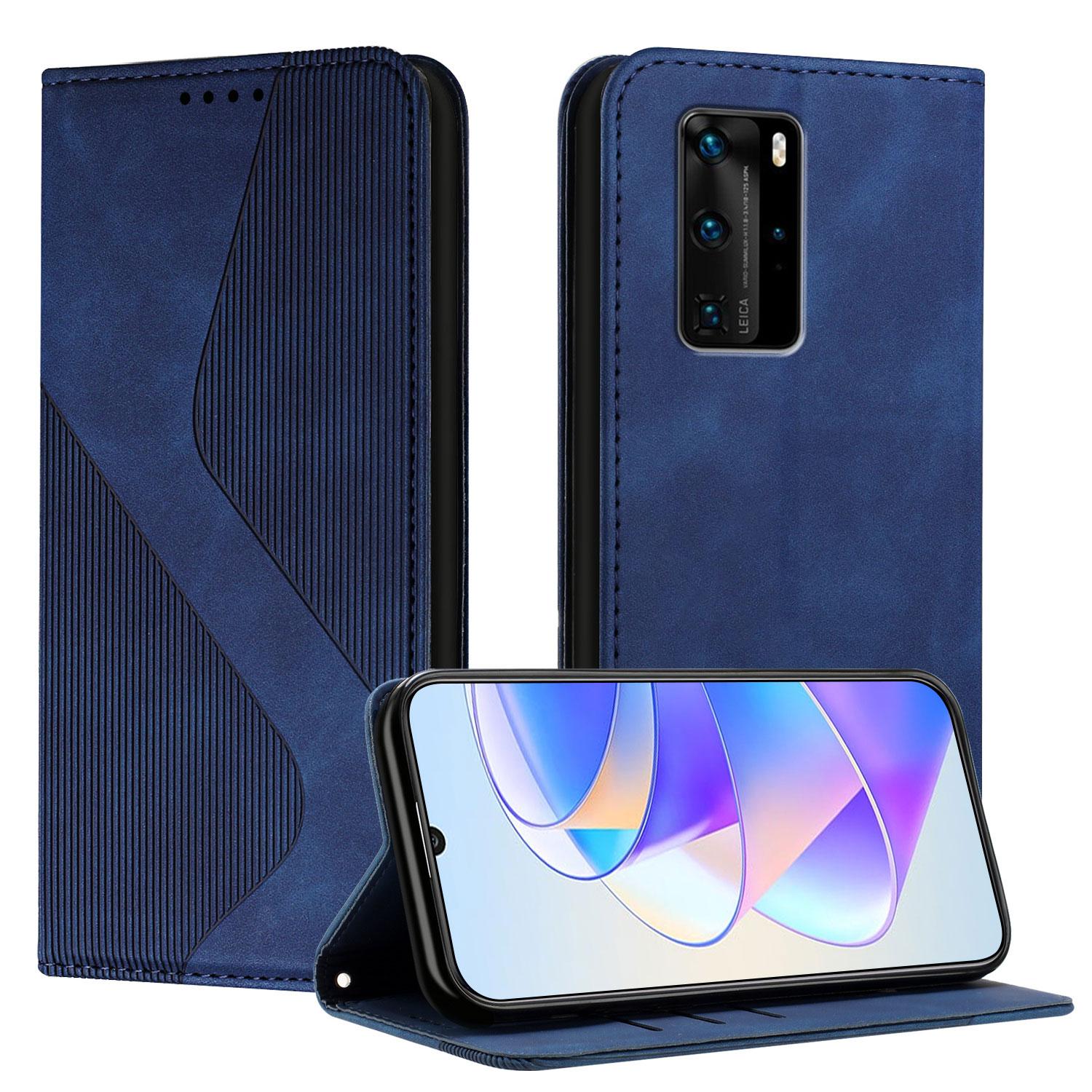 

Магнитный кожаный чехол-кошелек-книжка для Huawei P20 P30 P40 P50 Mate P60 Enjoy 20 SE 50 4G Pro Plus Art Lite Cover | Дизайн S LINE P20 синий