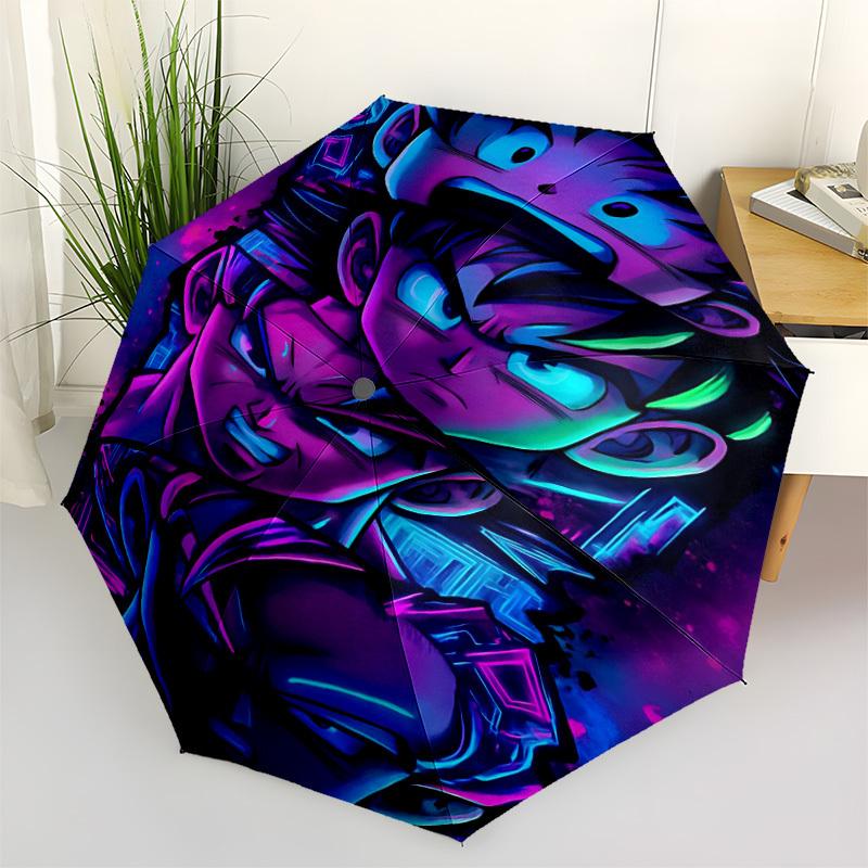 1PC Anime Heroes Neon Artwork Automatic Open/Close, 8-Rib Durable Frame Compact Travel Umbrella for Men & Women S1222096
