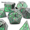7 stk grønn sølv doble sverd metallterninger Solid polyedrisk terningsett egnet for rollespill RPG-brettspill