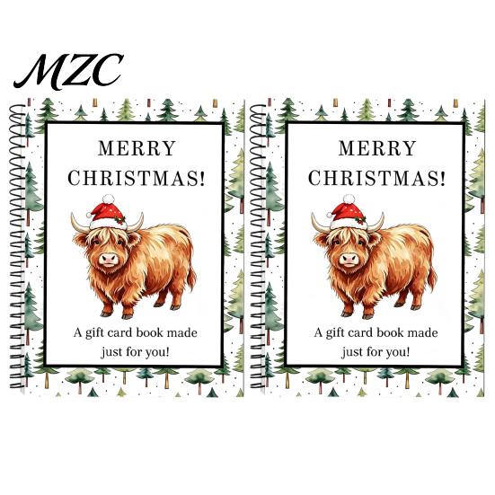 Shopping Card Management Book Highland Cow Christmas Organizer, Spiral Bound Storage Book, Durable Greeting Journal Coil Binding Portable Album