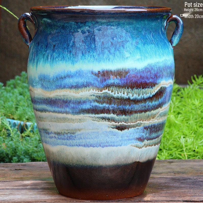 Handmade Large Purple Clay Ceramic Pot for Succulents and Bougainvillea – Breathable, Coarse Pottery Design for Living Room.