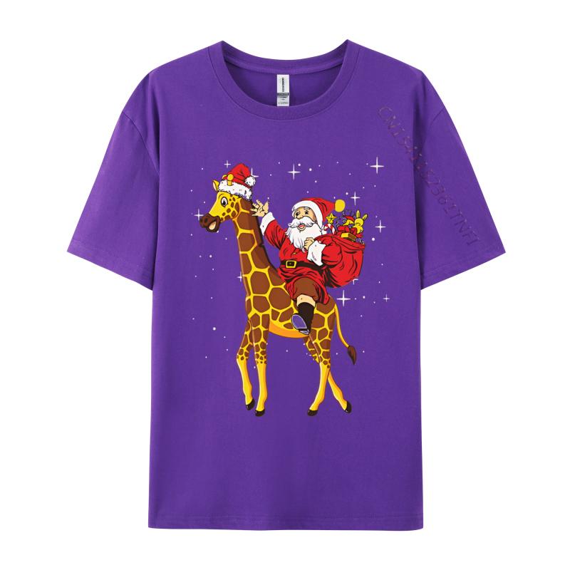 Christmas Giraffe Santa Claus Riding Tshirt Unisex Funny Tshirt Printed T Shirts Casual Oversized Tees