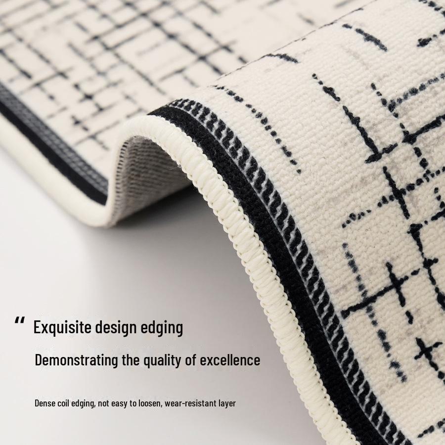 Neuer 2024 Schwarz-Weiß Wasserdichter Schlingen-Velourteppich - Stilvolles, von Düften inspiriertes Design für Wohnzimmer oder Schlafzimmer