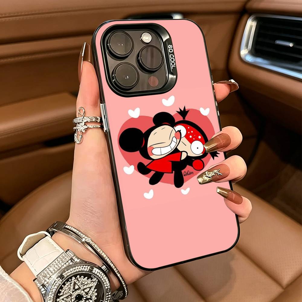 Cute Cartoon Pucca Garu For iPhone 17 16 15 14 13 12 11 Pro Max XS 17 Air Silicone Colored Silver Bumper Cover