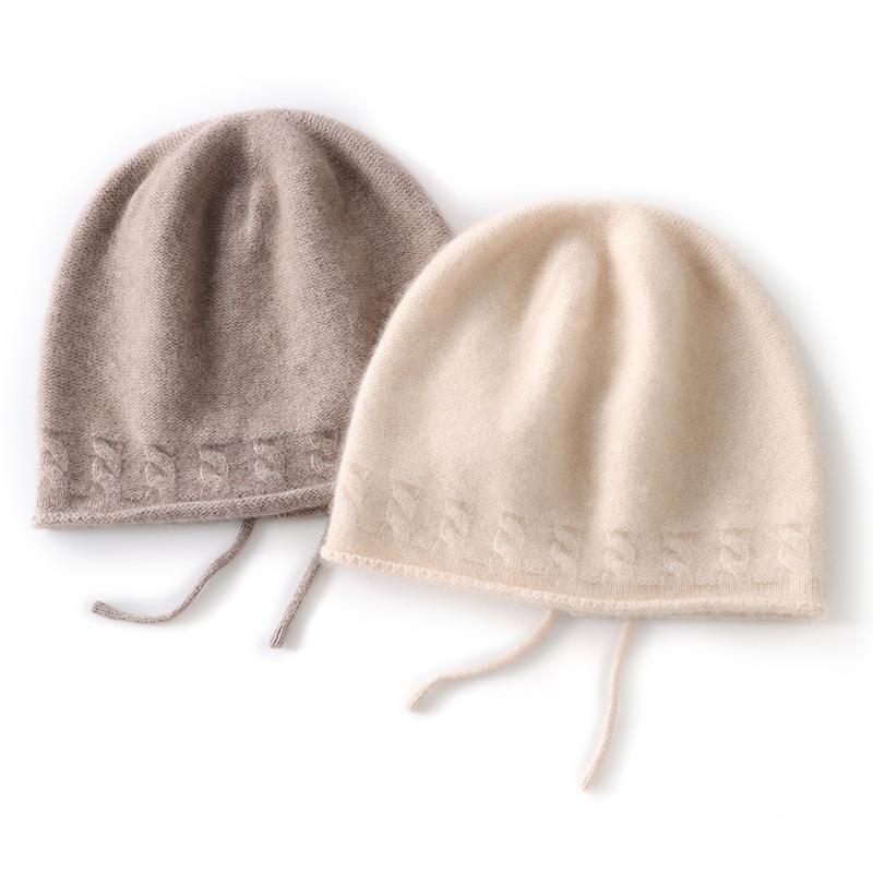 Winter new cashmere hat women's sports outdoor riding ear protection warm head hat drawstring sleeve head cold hat