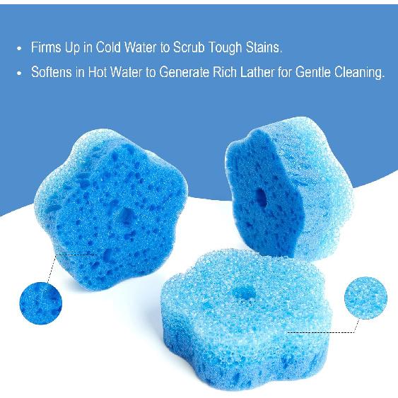 Flower-Shaped Scrubbing Sponges, Double-Sided Temperature Control, Kitchen Dishwashing Sponges, Rich Foam to Cleaning, Suitable for Kitchen, Home,