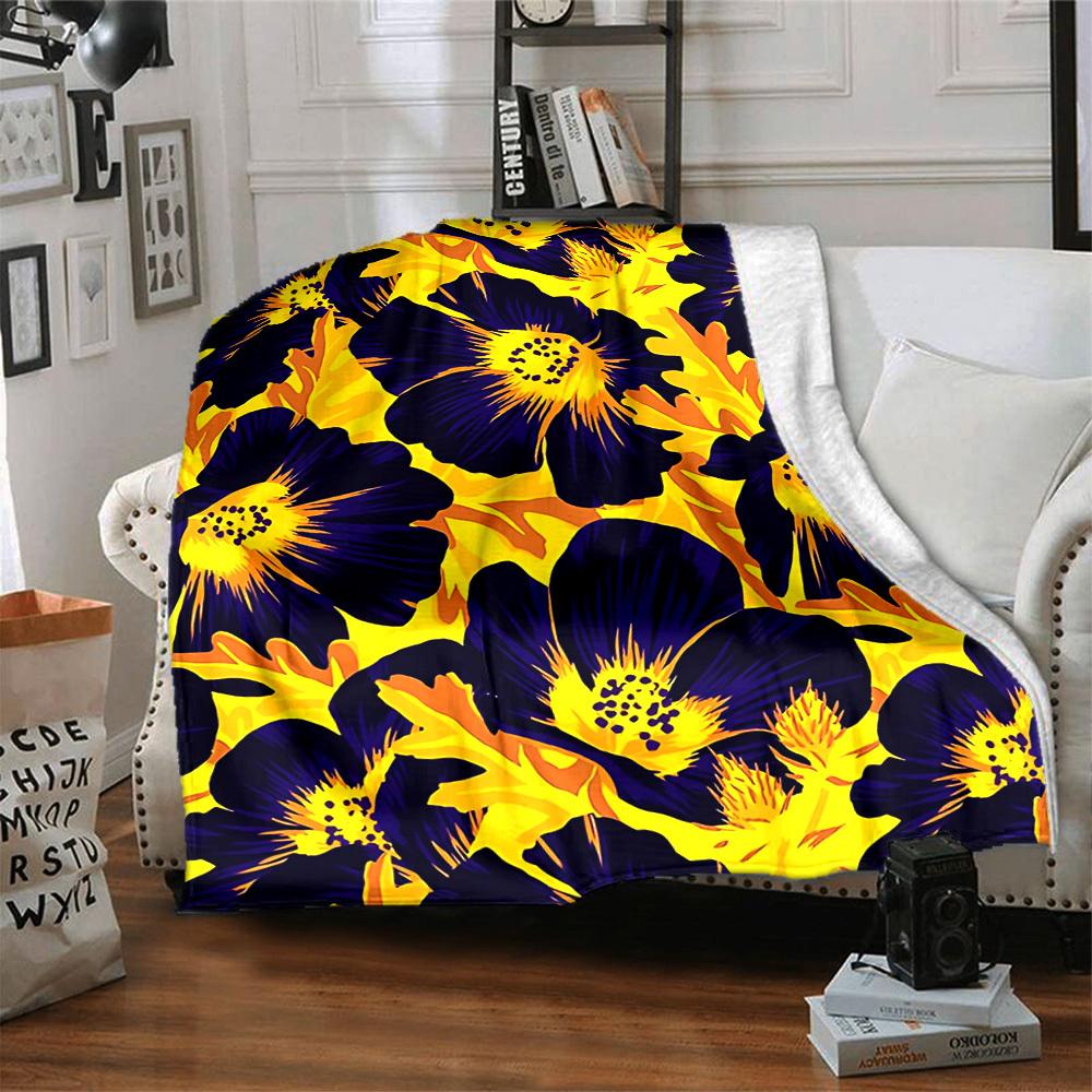 1pc Floral Pattern Blanket Warm, Cozy, And Soft, Suitable for Sofas, Beds, Cars, And Office Use.Perfect for Camping And Travel, Making It a Great Gift