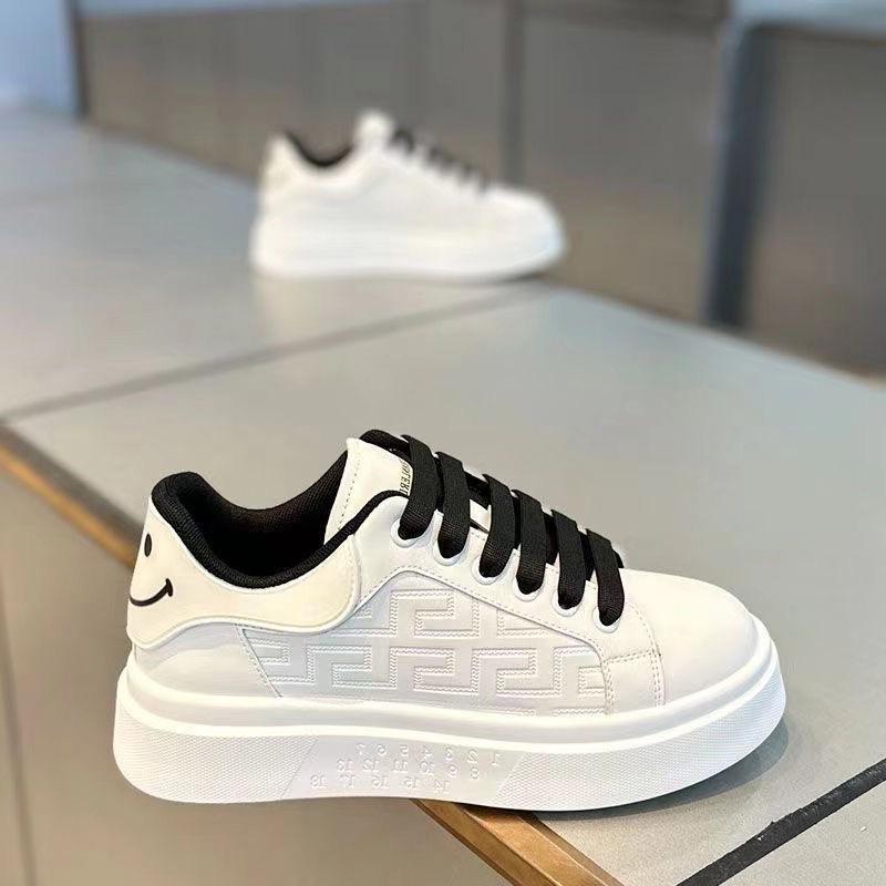 2025 Spring Men s Breathable White Sneakers - Trendy, Versatile, Thick-Soled Casual Shoes 44 чёрный