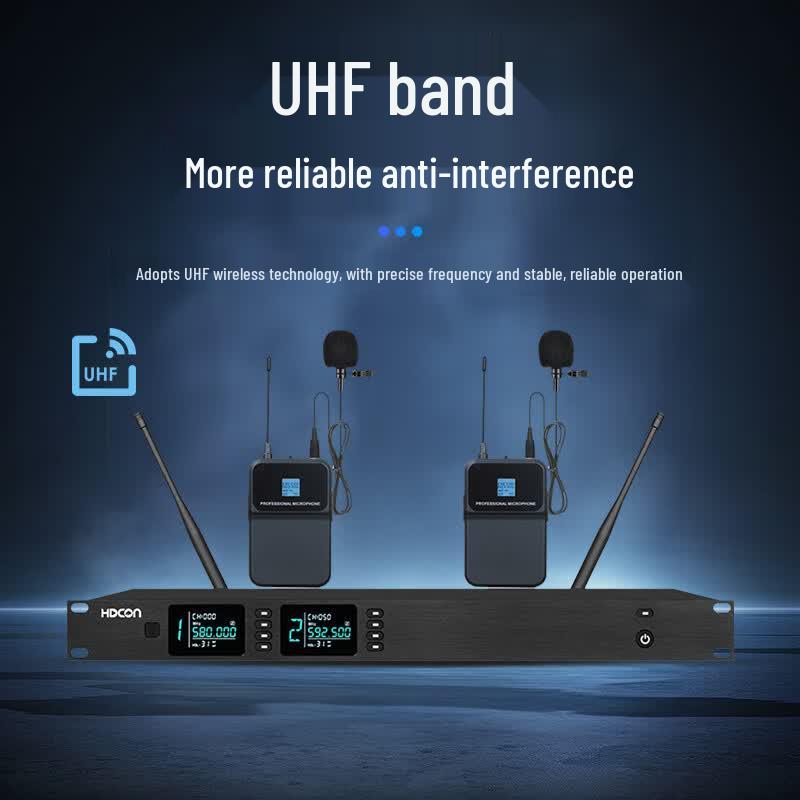 HDCON HT-P220LJ Dual Wireless UHF Lavalier Microphone System (CN version)