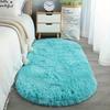 Super Soft Light Blue Oval Bedside Floor Mat -Skin Friendly Polyester, Fluffy Texture,Comfortable Carpet for Bedroom Decor Perfect Christmas Gift Home