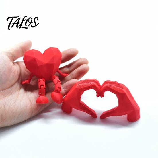 Desktop Rose Decor Heart Ornament, 3D Printed Red Pen Holder Storage Ornament with Movable Joints, Figure for Valentine Day