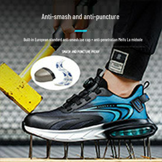 Herren Atmungsaktive Stahlkappen-Arbeitsschuhe - Leicht, Geruchsresistent, Durchtrittsicher, Durchstoßfest, Abriebfestes Fly-Knit-Design.