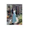 Large size women's clothing summer mint green high-end suspender dress fat mm thin vacation French coffee break dress
