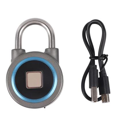 Fingerprint Padlock Bluetooth App Control IP65 Waterproof Safety Electronic Lock for Locker Drawer Office Gym Blue
