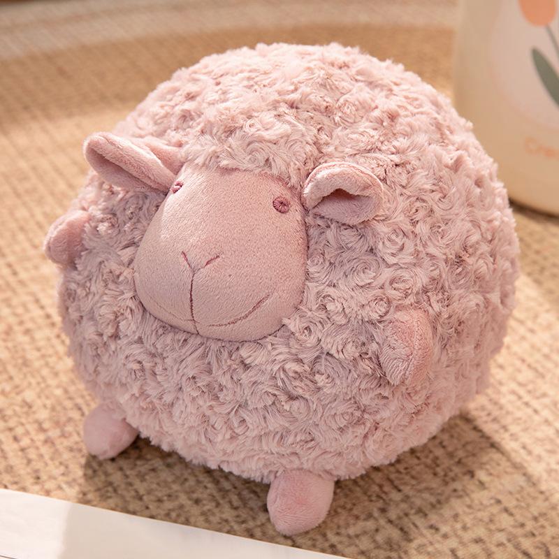 Cute Sheep Plush Toy Pillow, Woolly Round Sheep Stuffed Animal, Soft Comforting Cuddle Buddy Gift