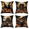 Spooky Halloween Pillow Covers: Witches, Pumpkins, And Haunted Mansions Sofa Cushion Cover Holiday Party Decoration Gift