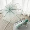 Korean Style Umbrella Folding Cute Goddess Small Fresh Simple Forest Style Three Fold Cherry Blossom Transparent Umbrella