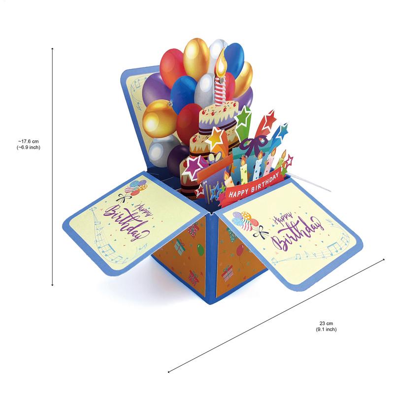Pop Up Birthday Card 3D Happy Birthday Card With Music And Light Blowable Light Candle Popup Postcards For Greeting Decorations