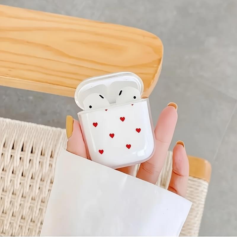 Cute Simple Red Love Heart Earphone Case for Airpods 4th 3rd Pro 3 Shockproof Cover for Airpod 2 3 1 Protective Accessorie Shell
