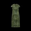Vintage Floral Stand-Collar Slim Midi Dress with Slit