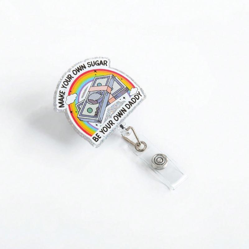 

Funny Words Badge Reel Retractable, Novelty Cute Badge Clip With Swivel Alligator Clip For Nurses, Teachers And Office Workers, School Supplies G різнокольоровий