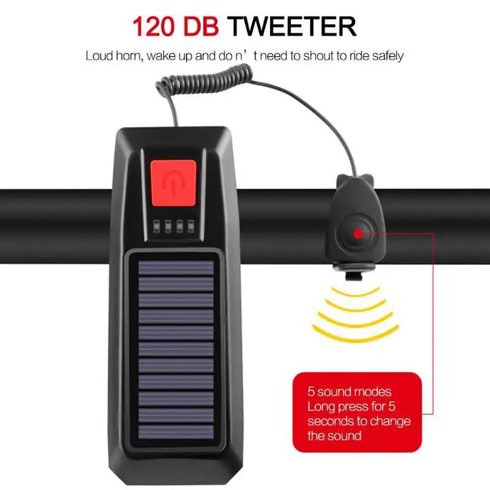 3 Modes Solar Bicycle Front Light With Horn USB Rechargeable Led Mountain Bicycle Lamp Bell Headlight Bike Light 7
