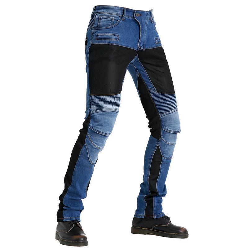 PK-719 Summer Breathable Motorcycle Riding Jeans - Elastic Slim Fit Pants