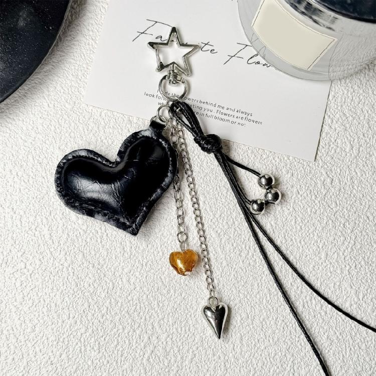 Unique Heart Shaped Keychain Accessory Featuring Leather Tassels And Vintage Braided Strap Stylish Purse Decoration